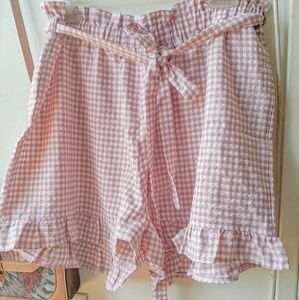 SHEIN Gingham Paperbag Shorts
